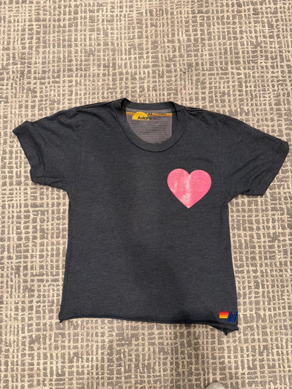 Aviator Nation Glitter Heart Boyfriend Tee